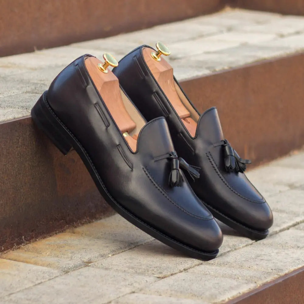 Black penny deals loafers with tassels