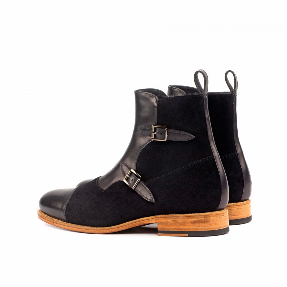 Black Classic Crust  Suede Leather Octavian Buckle boot