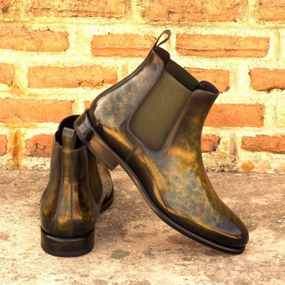 Matthew Green Yellow Tabbacco finish with two tone Leather chelsea boot