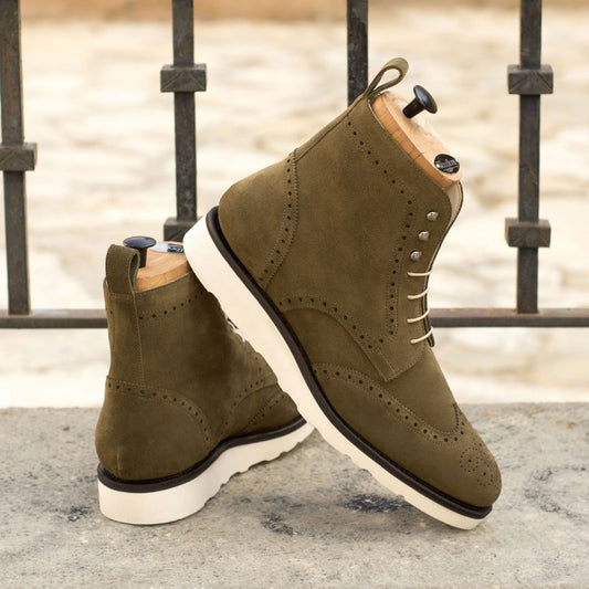 Extra Light Olive suede eva Leather Brogue boot