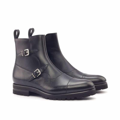 Black crust  Thick Sole Leather Octavian Buckle boot