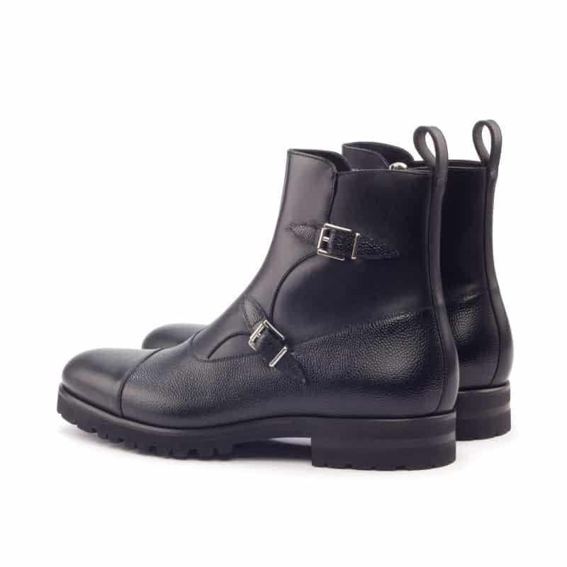 Black crust  Thick Sole Leather Octavian Buckle boot