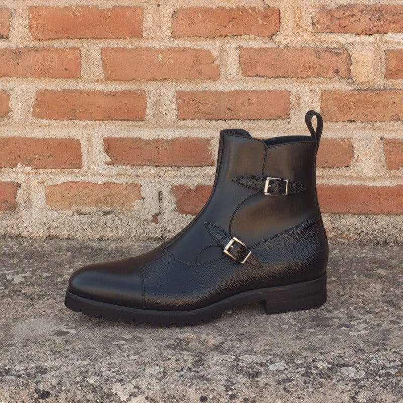 Black crust  Thick Sole Leather Octavian Buckle boot