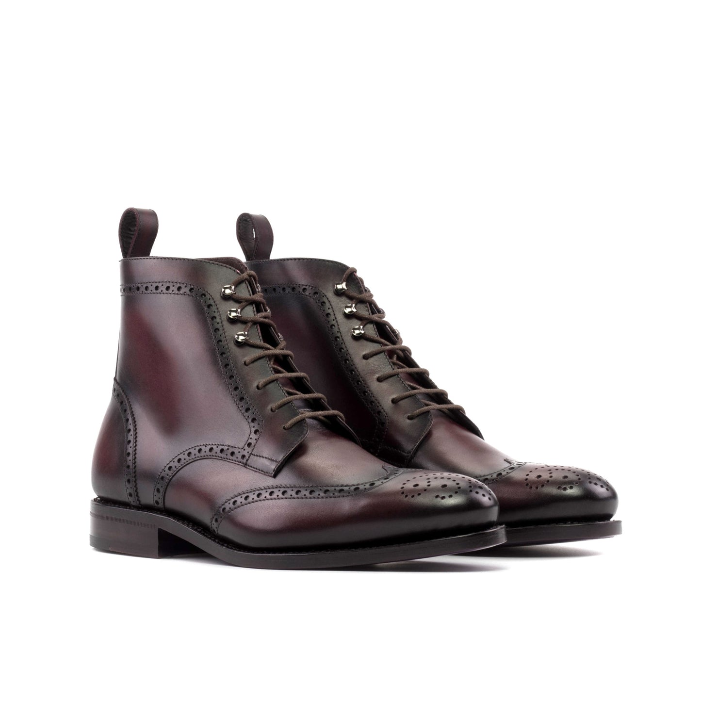 Luxury Patina Burgundy/cherry Leather Brogue boot