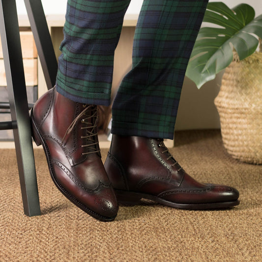 Luxury Patina Burgundy/cherry Leather Brogue boot