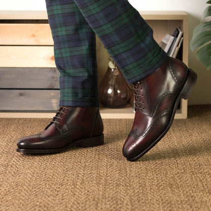 Luxury Patina Burgundy/cherry Leather Brogue boot