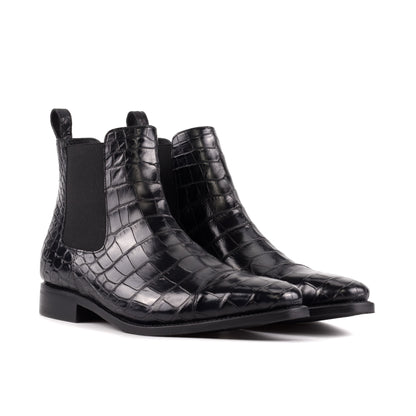 Premium Black Croco Embossed Leather chelsea boot