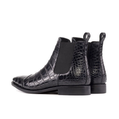 Premium Black Croco Embossed Leather chelsea boot