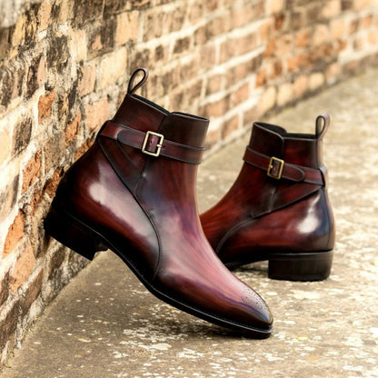 Luxury Patina Burgundy/cherry Leather Jodhpuri boot