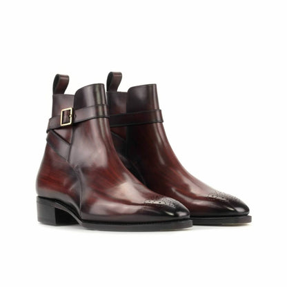 Luxury Patina Burgundy/cherry Leather Jodhpuri boot