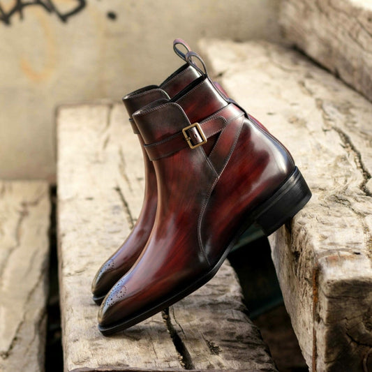 Luxury Patina Burgundy/cherry Leather Jodhpuri boot