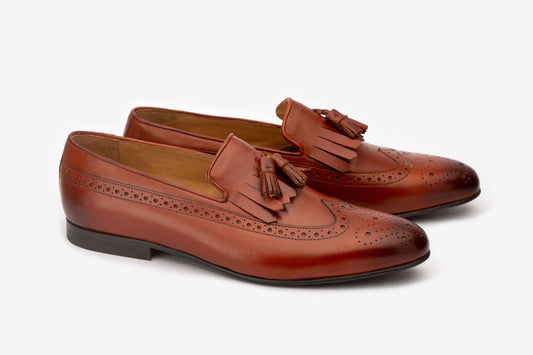 Light Brown Ryan Blucher Brogue Strap Tassel Loafer