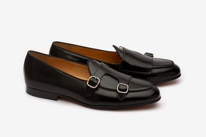 Carter Black Box Calf Monk Strap Belgian Loafer