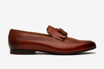 Light Brown Ryan Blucher Brogue Strap Tassel Loafer