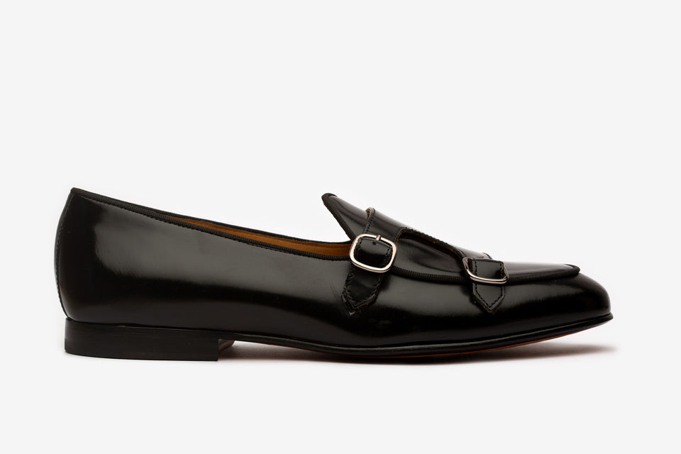 Carter Black Box Calf Monk Strap Belgian Loafer