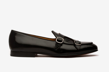 Carter Black Box Calf Monk Strap Belgian Loafer