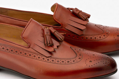 Light Brown Ryan Blucher Brogue Strap Tassel Loafer