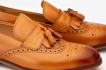 John Tan Wingtip Brogue Strap Tassel Loafer