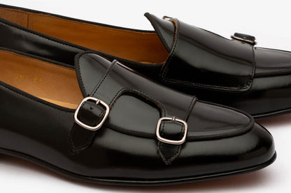 Carter Black Box Calf Monk Strap Belgian Loafer