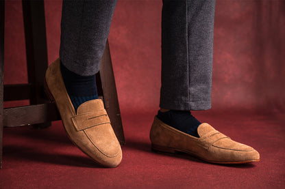 Chris Beige Suede Round Penny Loafer