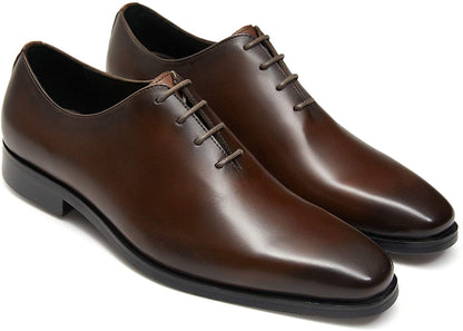 Luxury Brown Calf Leather Wholecut Derby Shoe