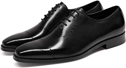 Allen Royal Black Calf Leather Brogue Wholecut Derby Shoe