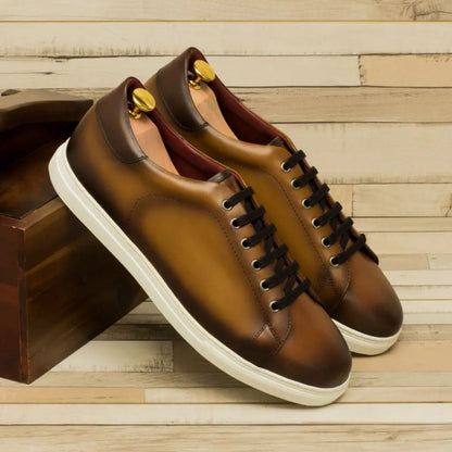 Alexander Cognac Handpainted Low Top Sneaker