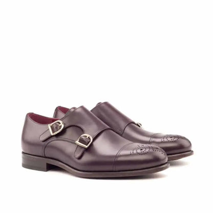 Peter Brown Toe Design Leather Double Monk Strap Shoe