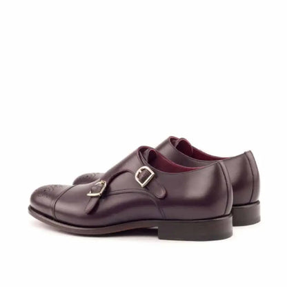 Peter Brown Toe Design Leather Double Monk Strap Shoe