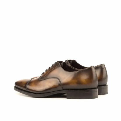 Handpainted Tabbacco Texture Leather Oxford Shoes