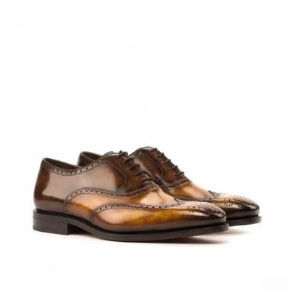 Luxury Congac Tabbacco Texture In Full Brogue Shoes