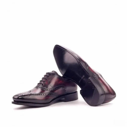 Burgundy Classical Black Two Tone Brogue Shoe For Men