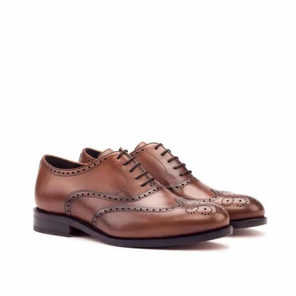 Classical Tan Dress Full Brogue shoe With Round Toe