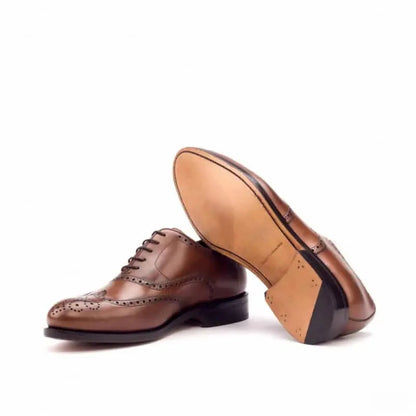 Classical Tan Dress Full Brogue shoe With Round Toe