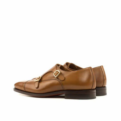 Adam Tan Finished Leather Double Monk Strap Shoe