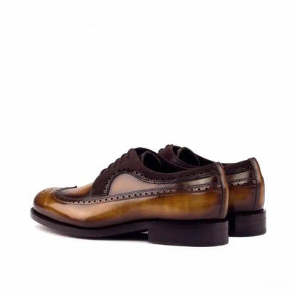 Congnac Handpainted Long-Wing Blucher  Brogue With Suede Strap