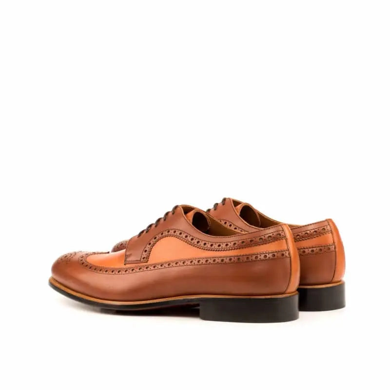 Robert Finished Tan Leather Long Wing Blucher Brogue With Round Toe