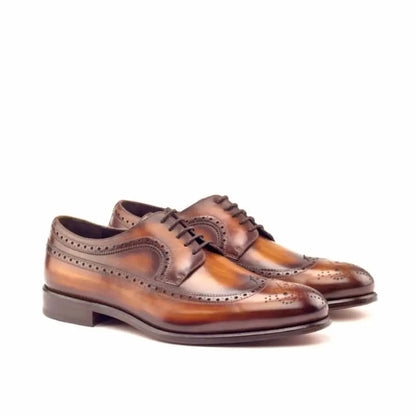 Cognac Wood-Finish Longwing Brogue Shoe