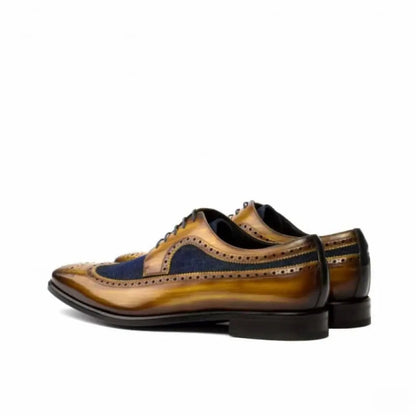 Tan Longwing Wood Shade With Royal Blue Buede Brogue shoe