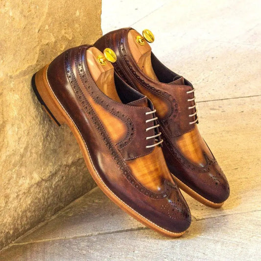 Brown & Tan Wood Shade Brogue Shoe For Men