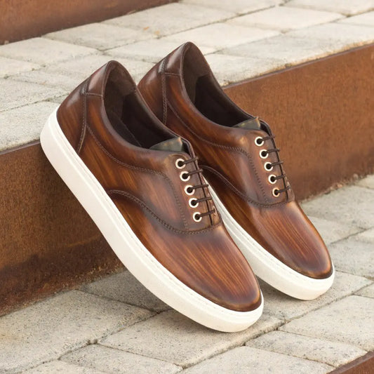 Daniel Cognac Wood Texture Sneakers