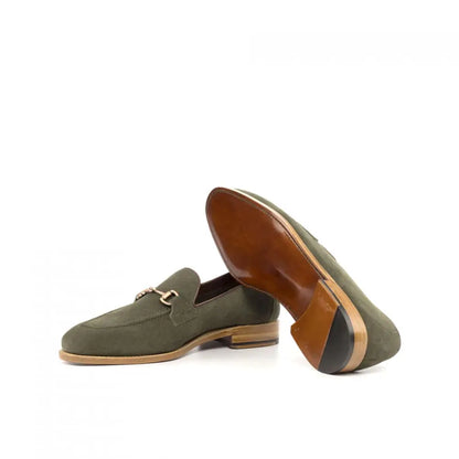 Olive Suede With Antique Buckle Penny Loafer