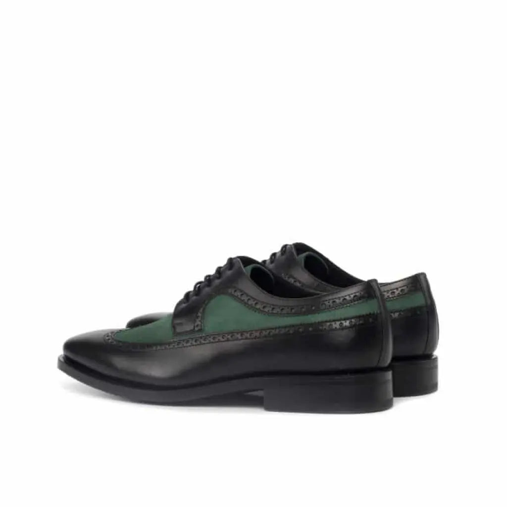 Hemsworth Long-Wing Black & Green Brogue Shoe