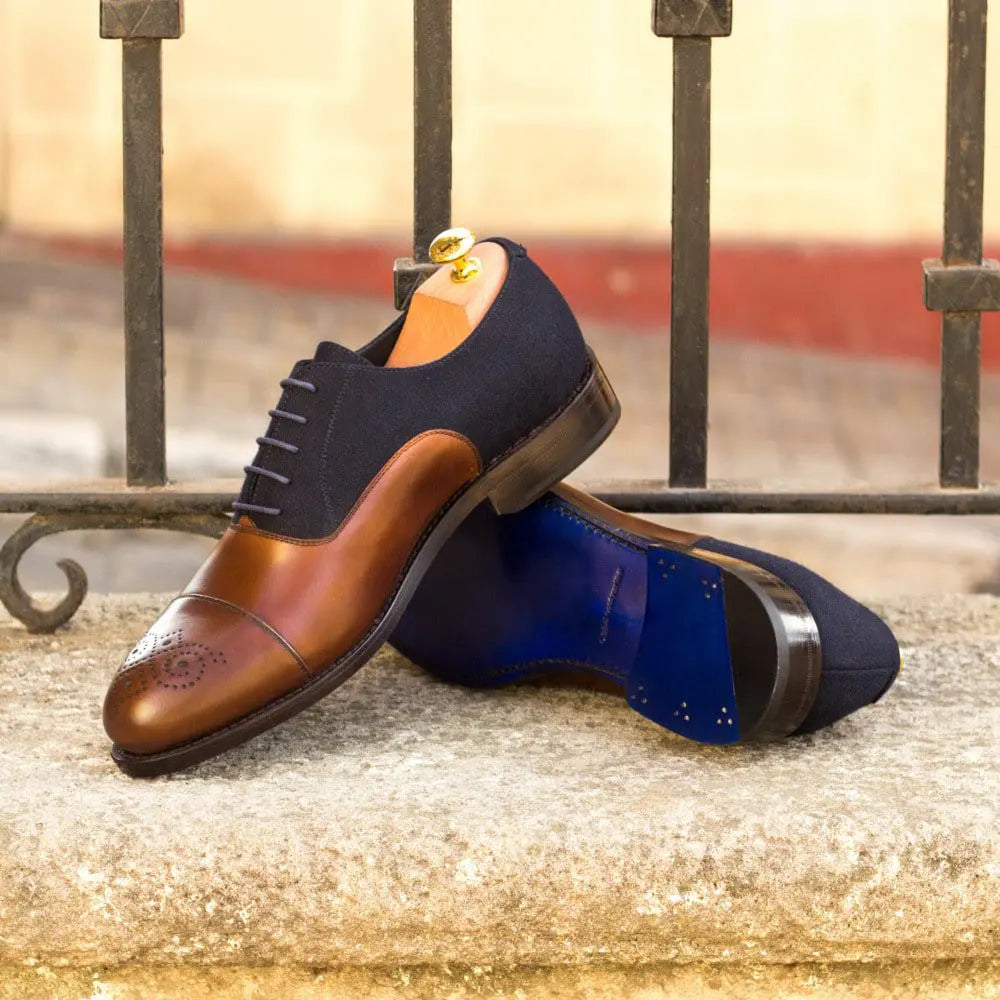 Classical Belmont Crust Navy Suede Leather Oxford Shoes