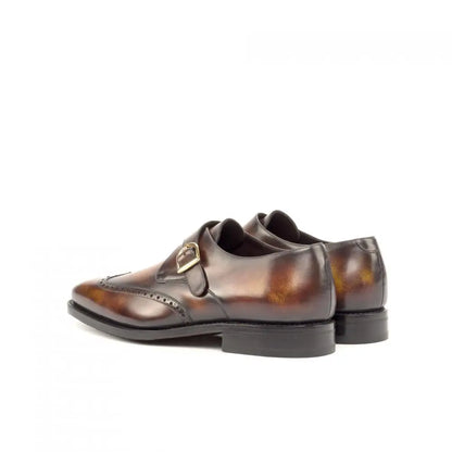 Brett Brown Tabbacco Texture Single Brogue Strap Monk