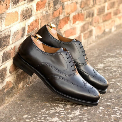 John Full Black Calf Brogue Shoes