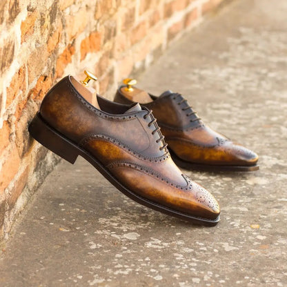 Premium Tabbacco Texture In Full Brogue Shoes