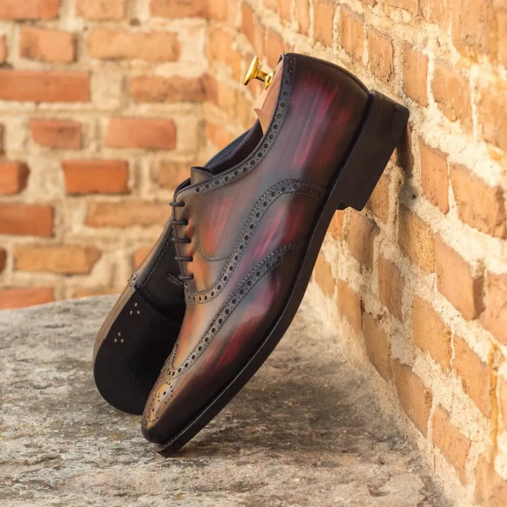 Burgundy Classical Black Two Tone Brogue Shoe For Men