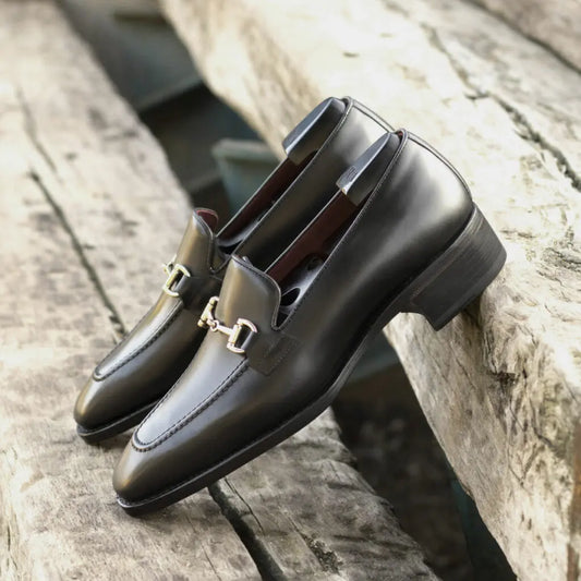 Christopher Premium Black Horse-Bit Loafer