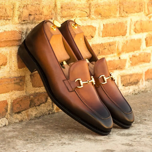 Cognac Black Two Tone Single Cut Buckle Loafer